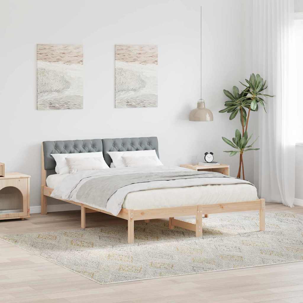 Sengestel Brun og lys grå 140 x 190 cm Massivt fyrretræ
