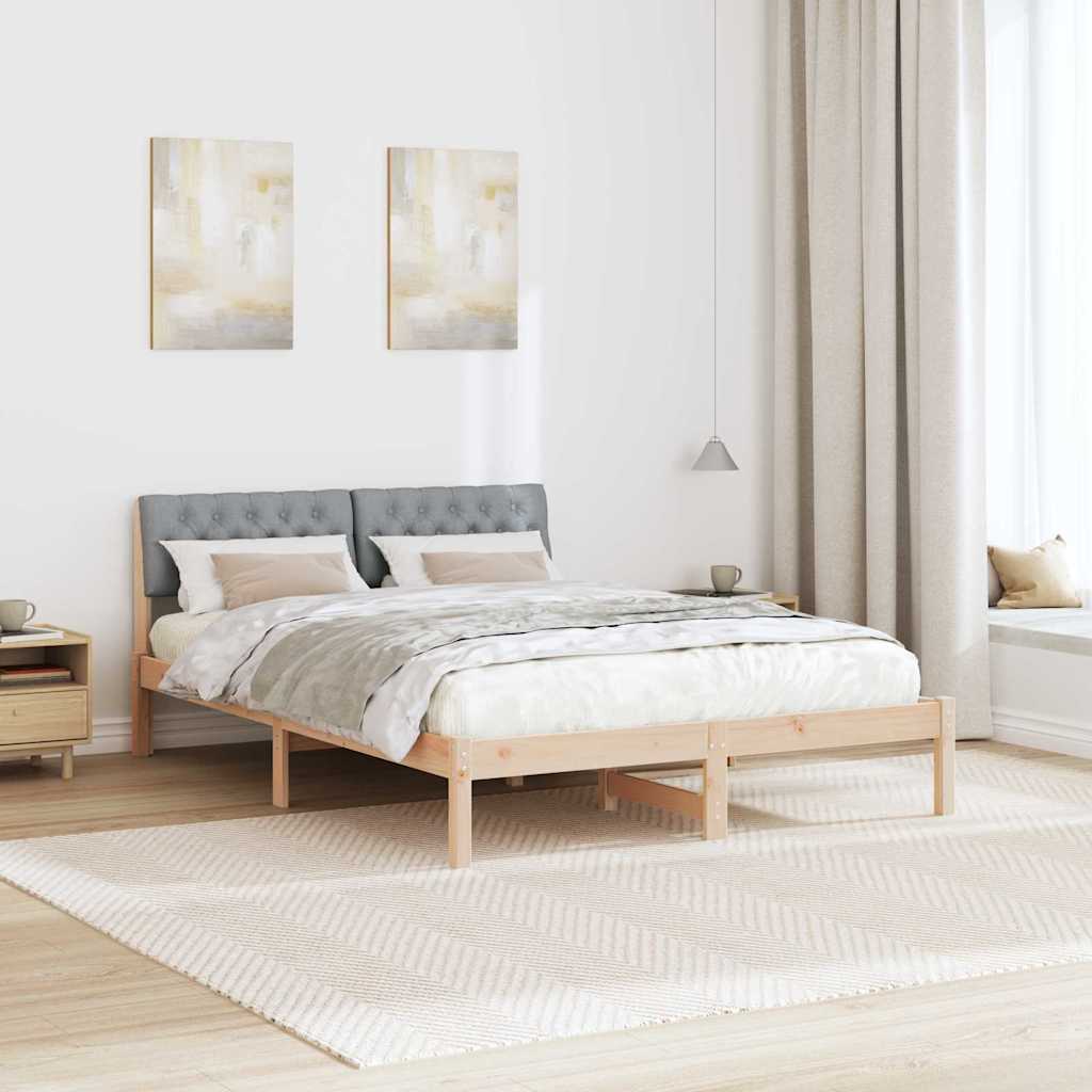 Sengestel Brun og lys grå 140 x 190 cm Massivt fyrretræ