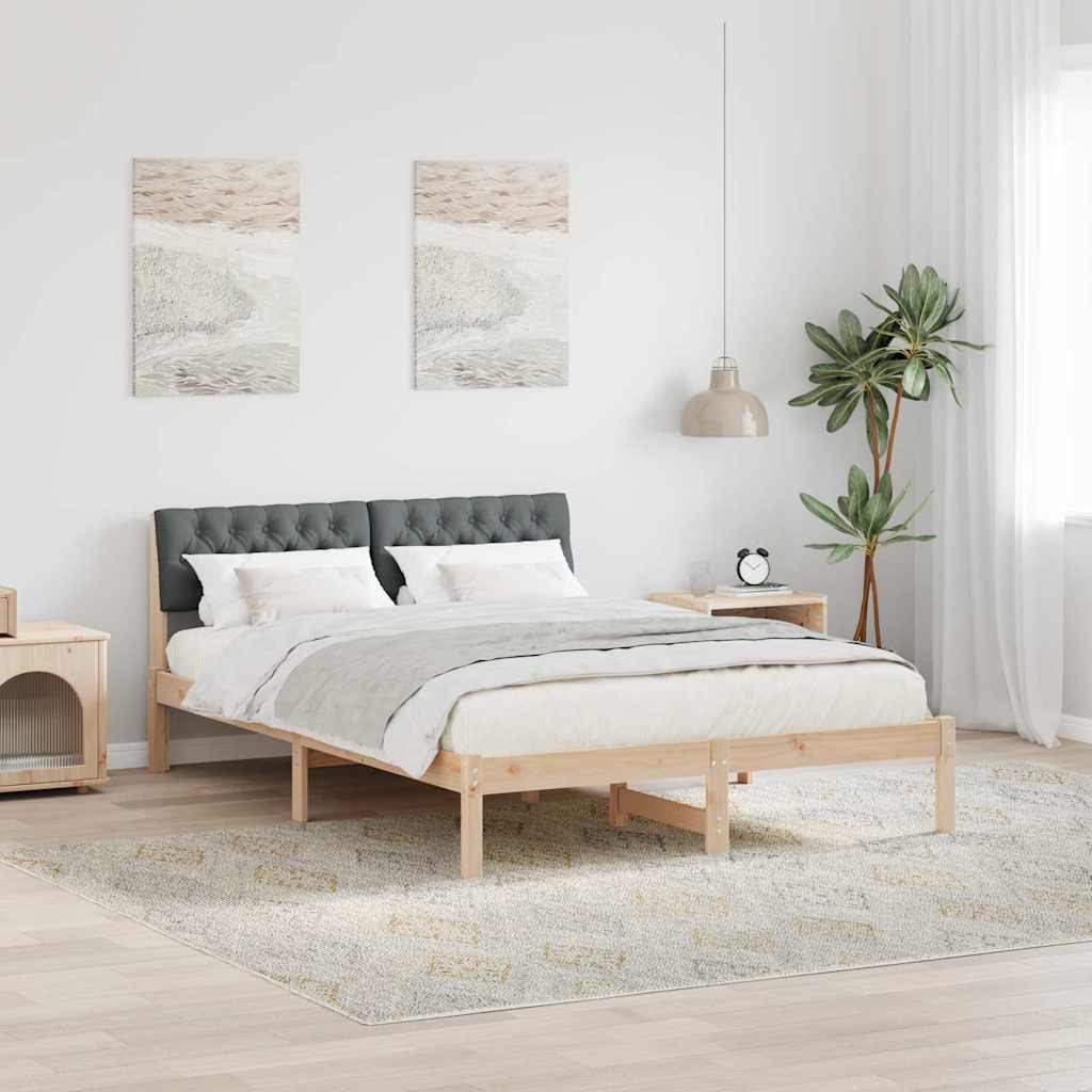 Sengestel brun og mørkegrå 140 x 190 cm Massivt fyrretræ