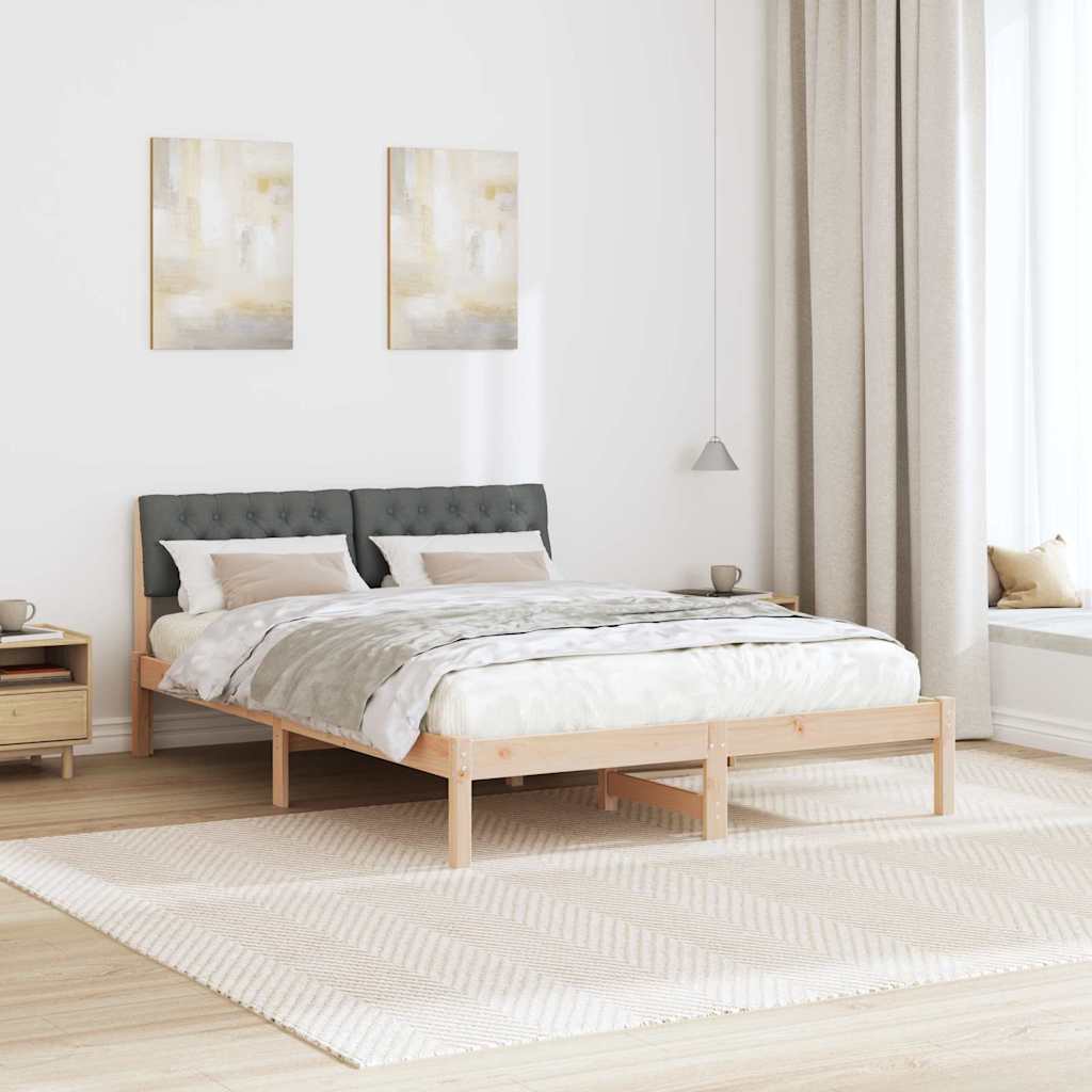 Sengestel brun og mørkegrå 140 x 190 cm Massivt fyrretræ
