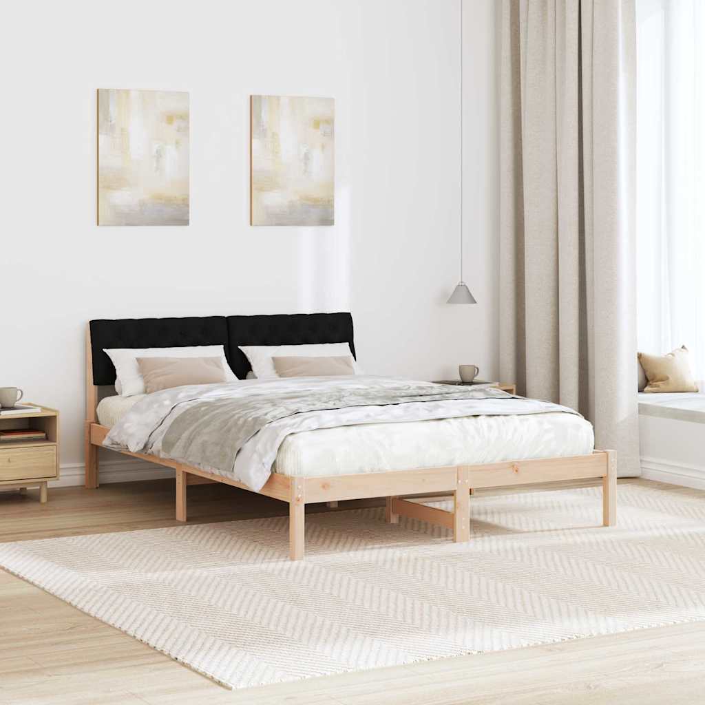 Sengestel Brun og sort 140 x 190 cm Massivt fyrretræ