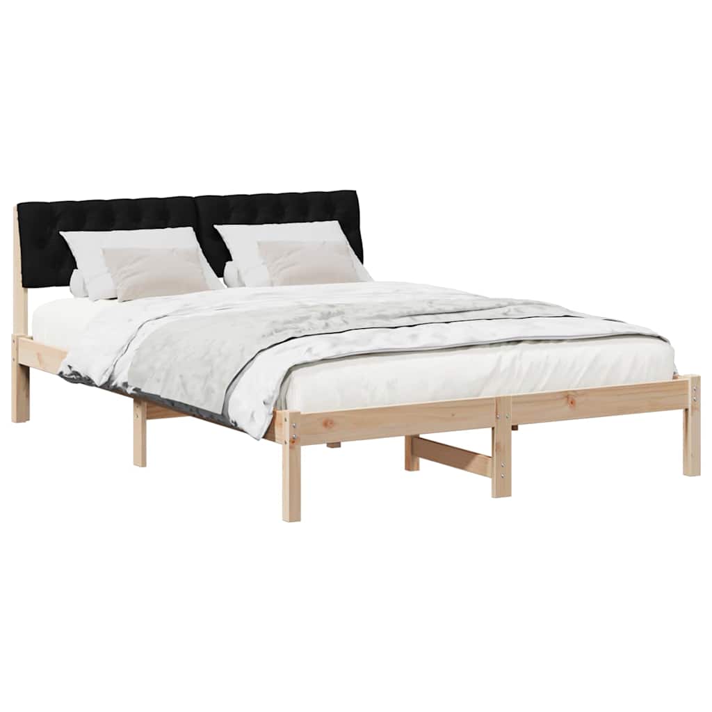 Sengestel Brun og sort 140 x 190 cm Massivt fyrretræ
