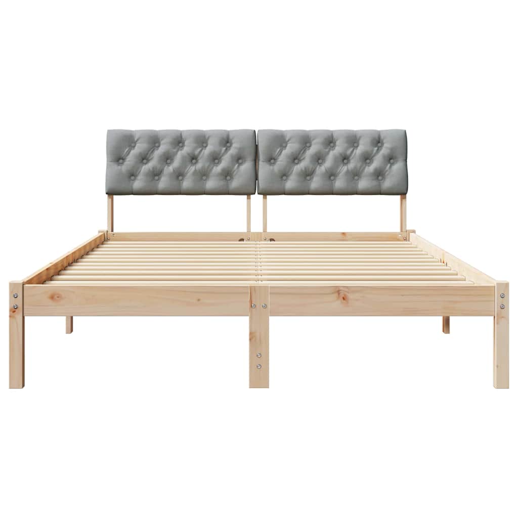 Sengestel Brun og lys grå 135 x 190 cm Massivt fyrretræ