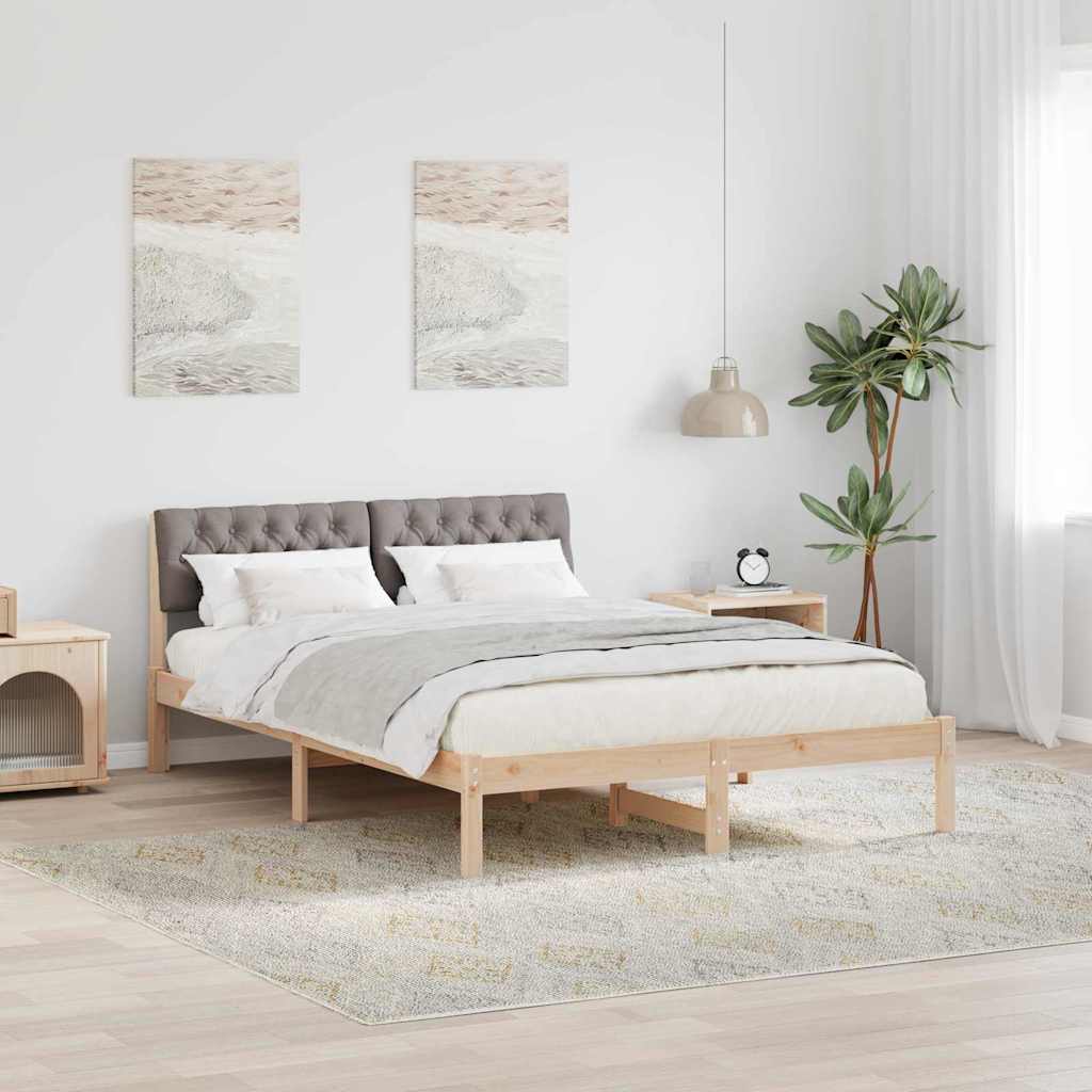 Sengestel Brun og taupe 135 x 190 cm Massivt fyrretræ