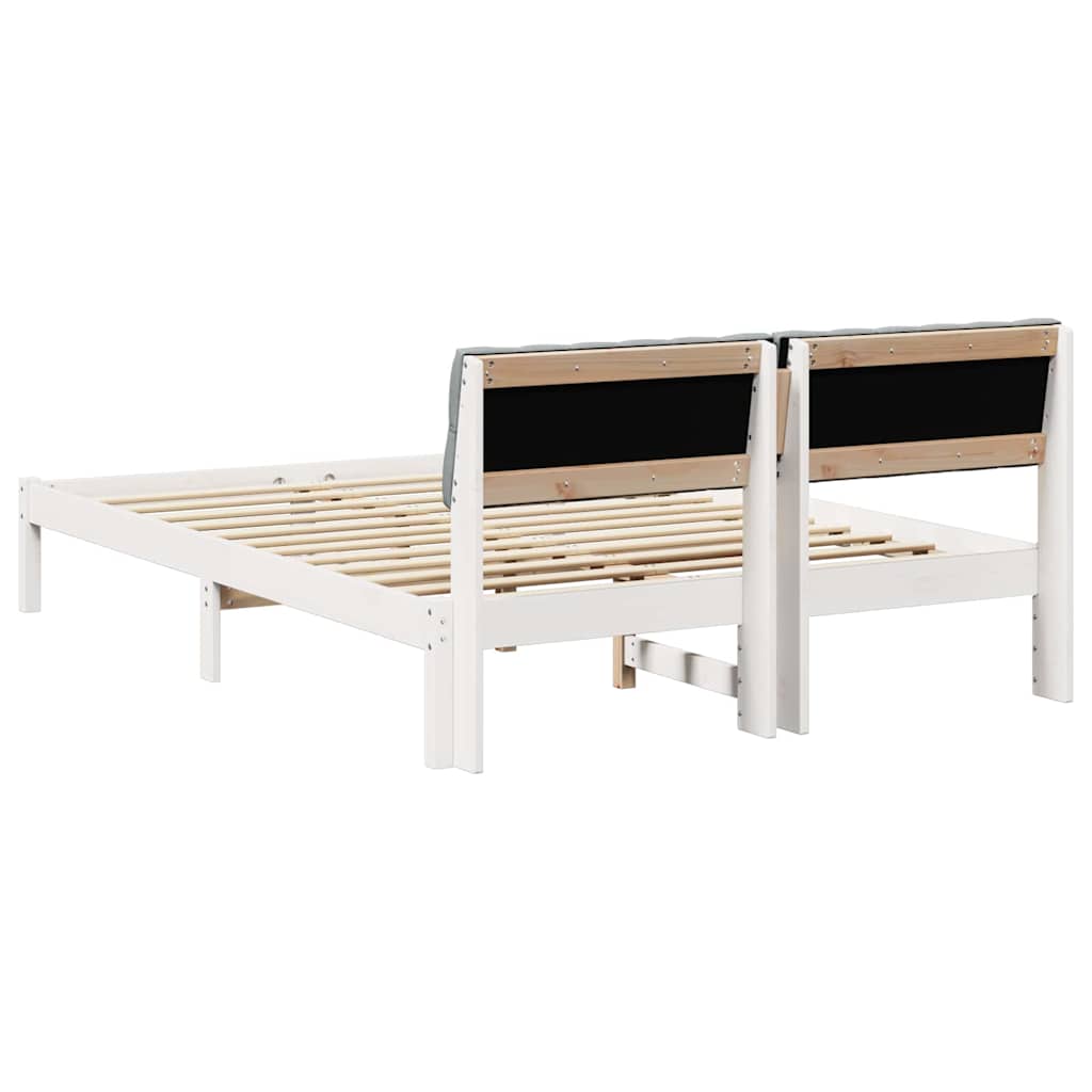 Sengestel Hvid og lys grå 135 x 190 cm Massivt fyrretræ