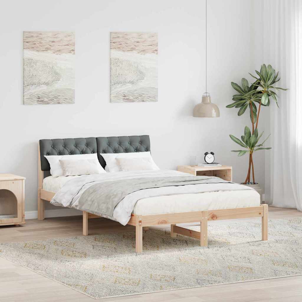 Sengestel brun og mørkegrå 120 x 190 cm Massivt fyrretræ