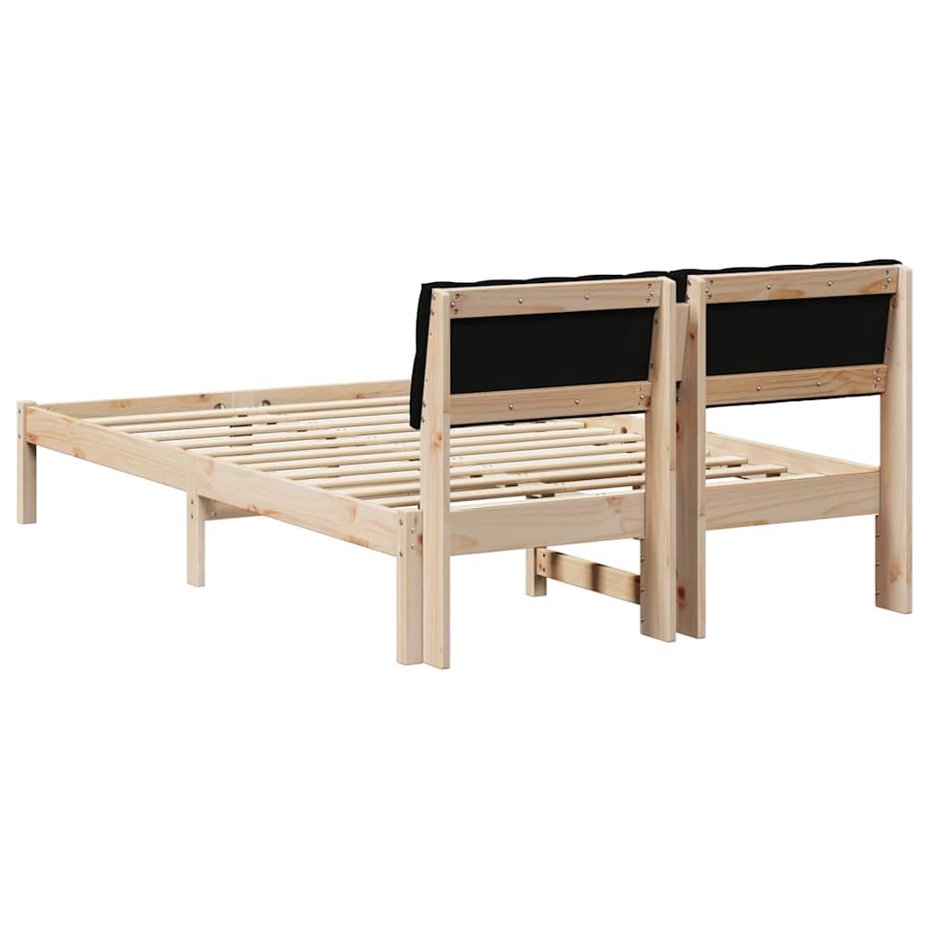 Sengestel Brun og sort 120 x 190 cm Massivt fyrretræ