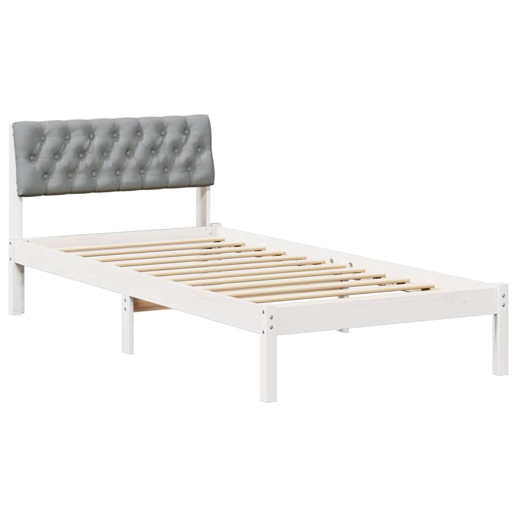 Sengestel Hvid og lys grå 90 x 200 cm Massivt fyrretræ