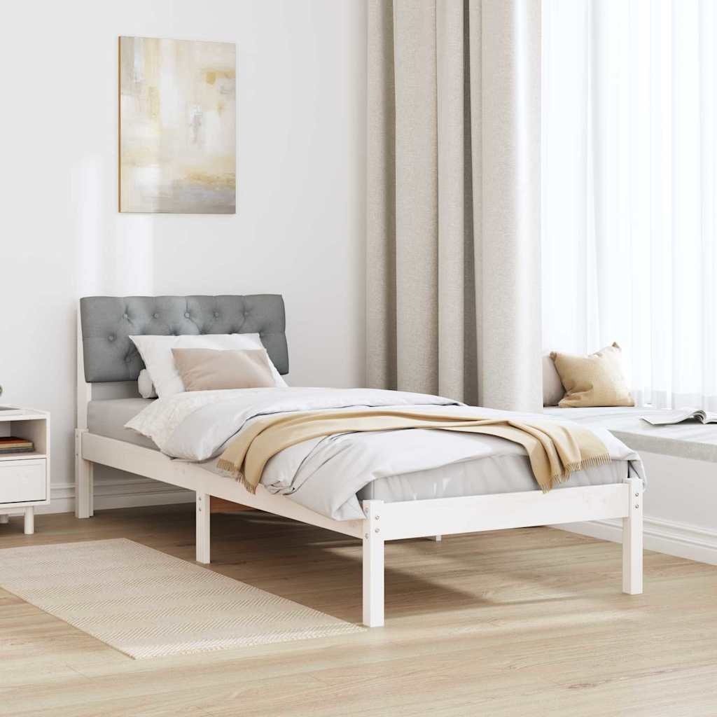 Sengestel Hvid og lys grå 80 x 200 cm Massivt fyrretræ