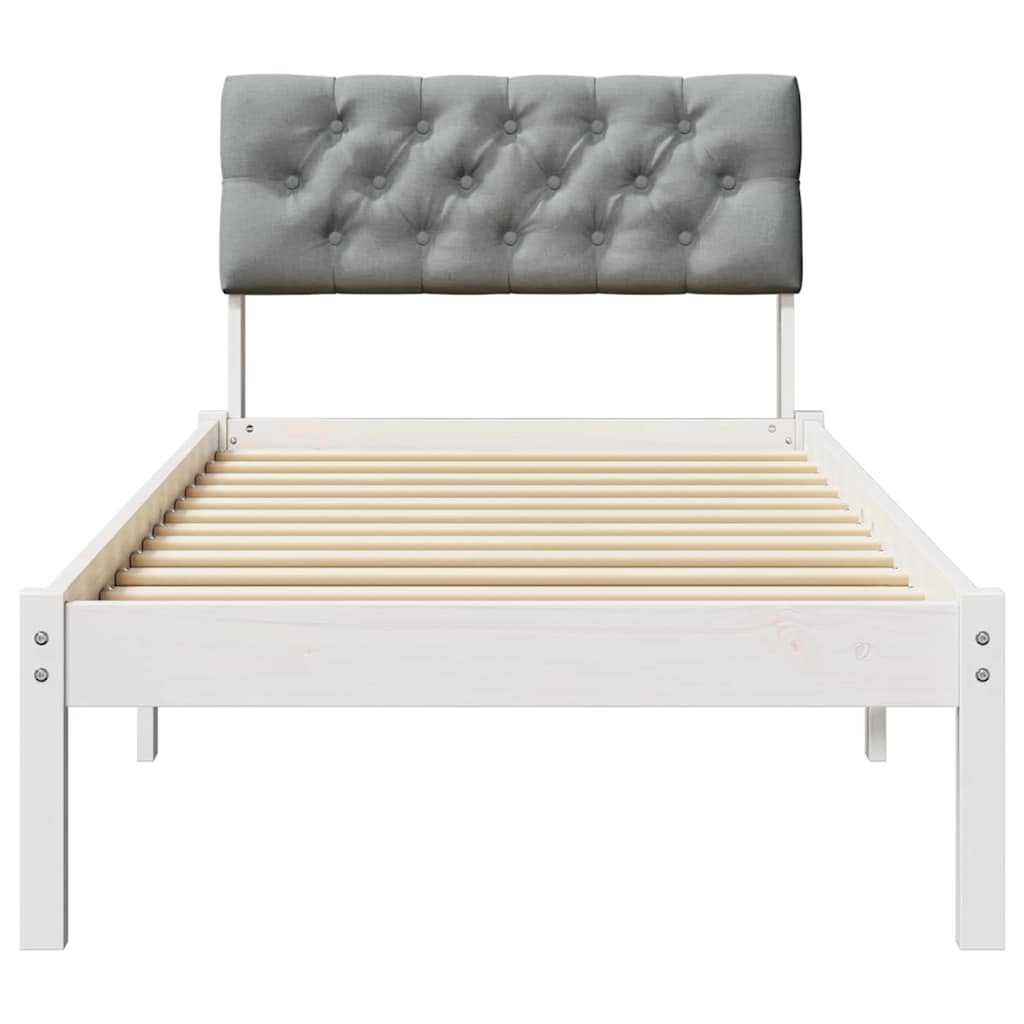 Sengestel Hvid og lys grå 80 x 200 cm Massivt fyrretræ