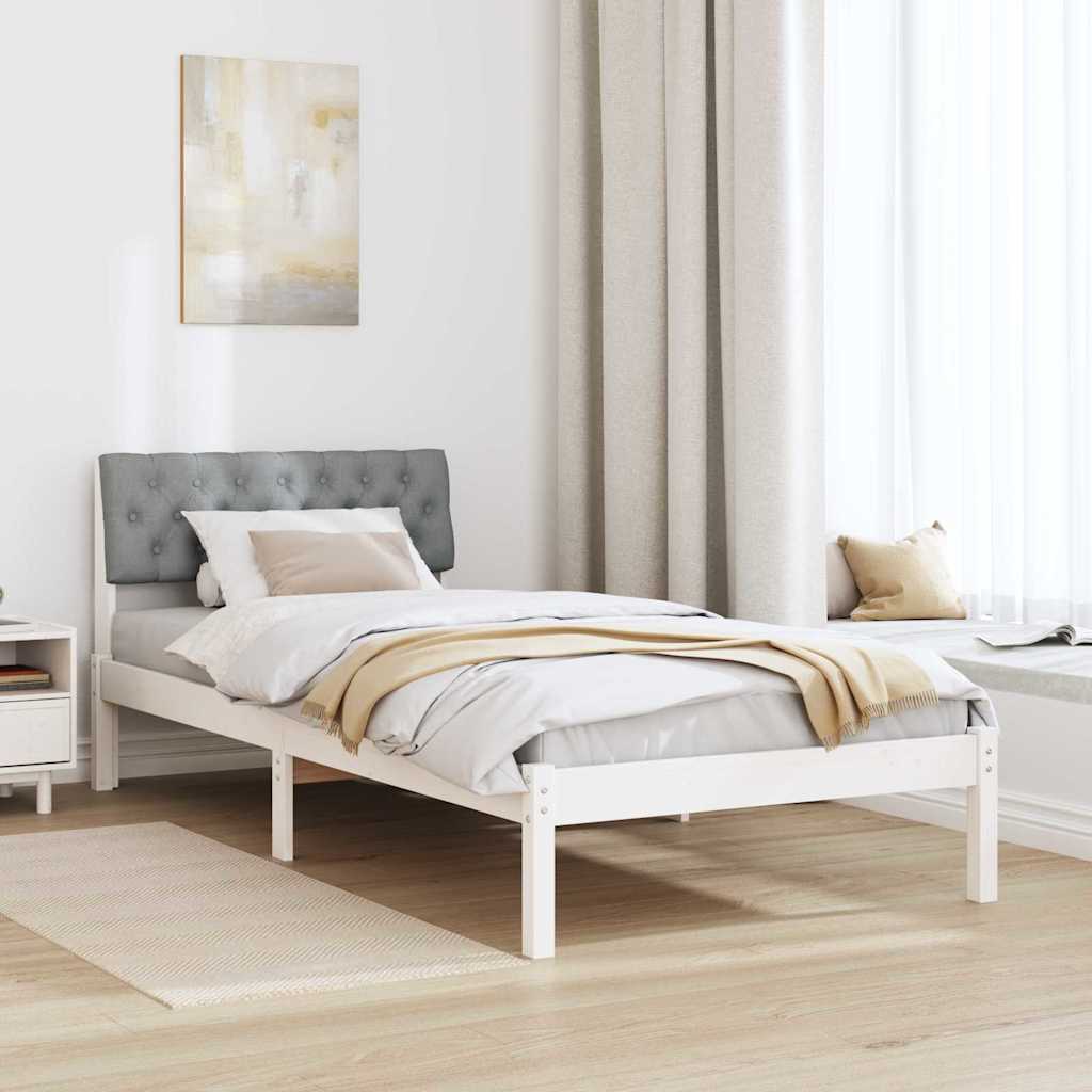 Sengestel Hvid og lys grå 90 x 190 cm Massivt fyrretræ