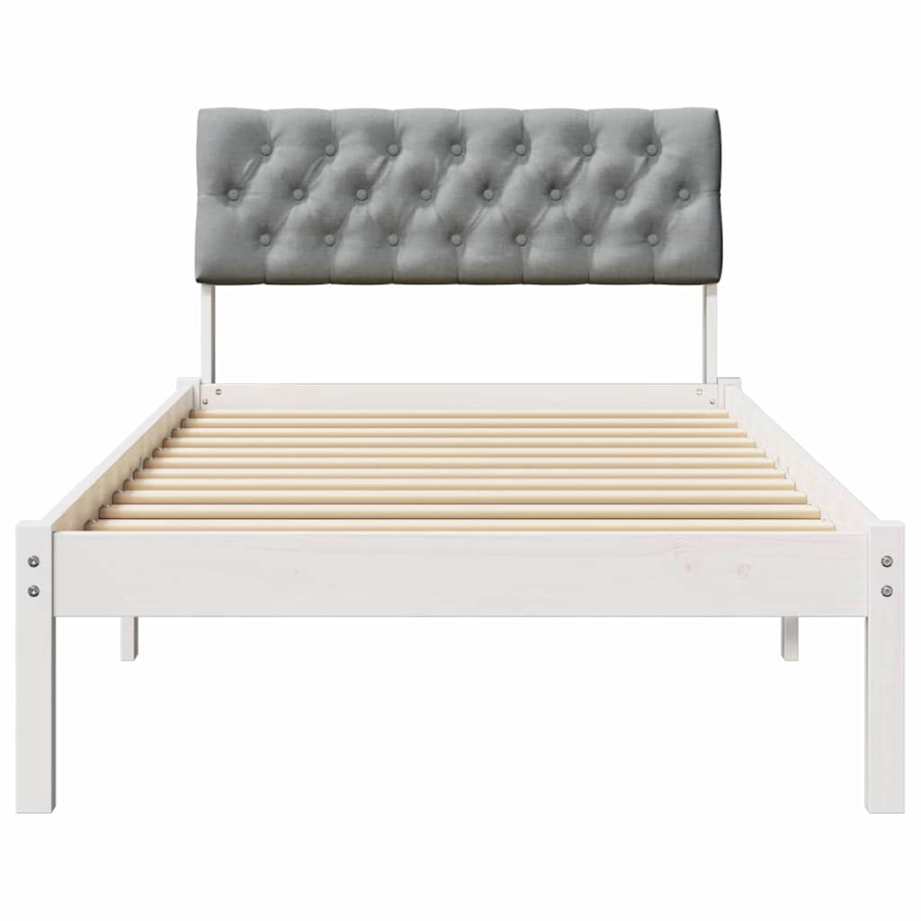 Sengestel Hvid og lys grå 90 x 190 cm Massivt fyrretræ