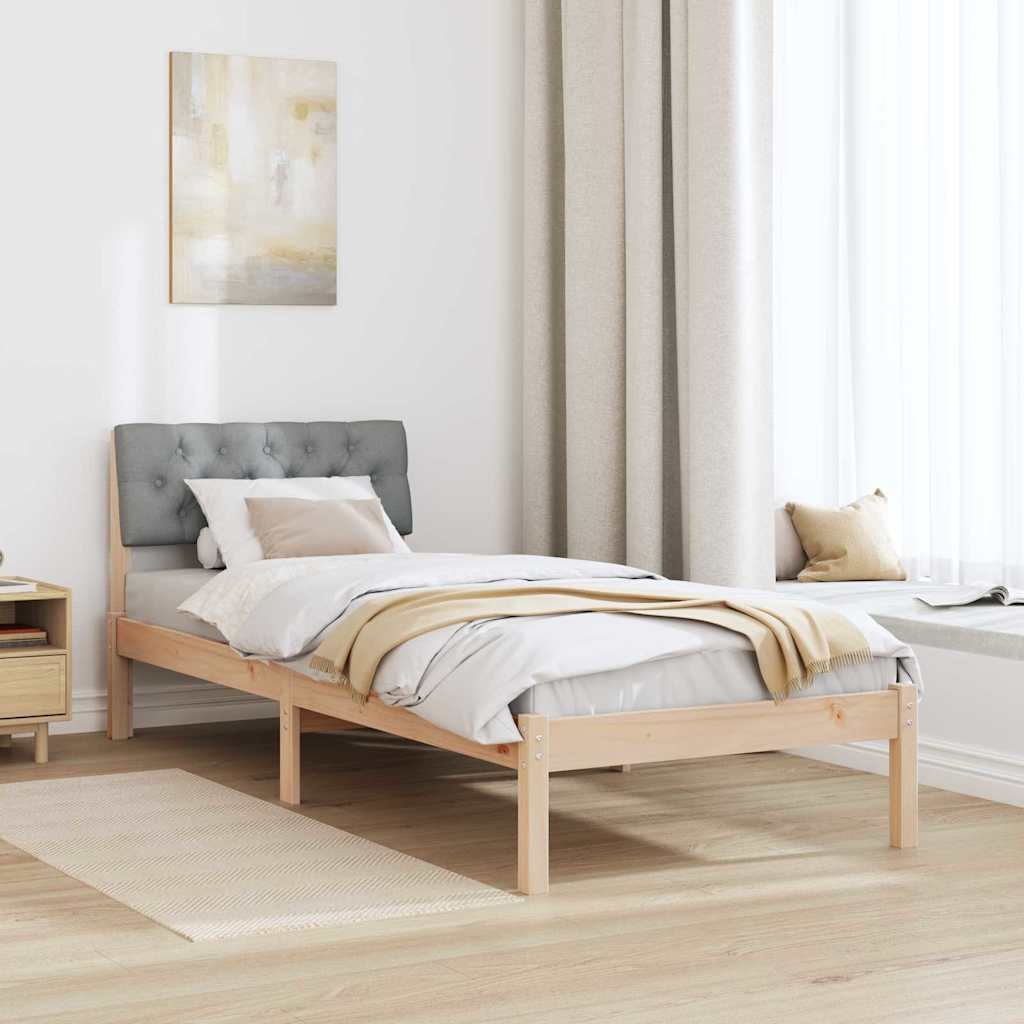 Sengestel Brun og lys grå 75 x 190 cm Massivt fyrretræ