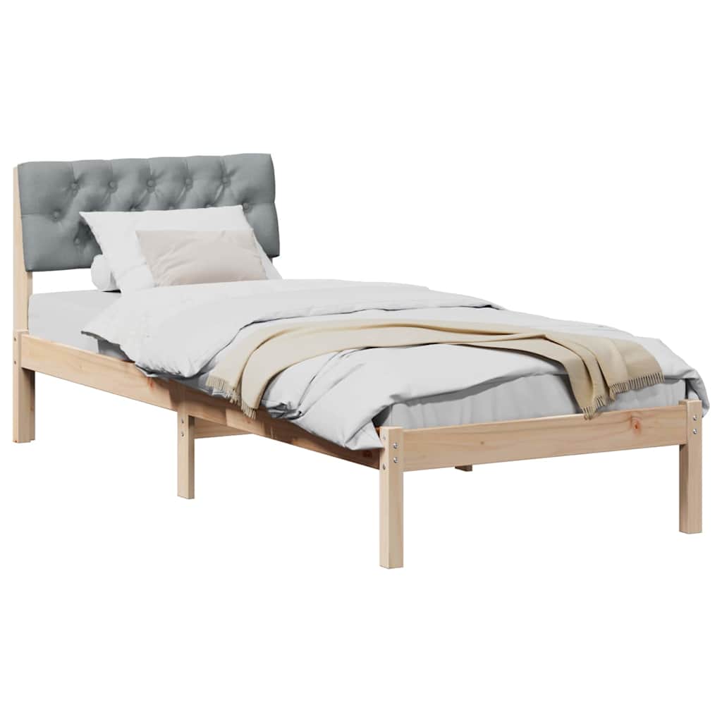 Sengestel Brun og lys grå 75 x 190 cm Massivt fyrretræ