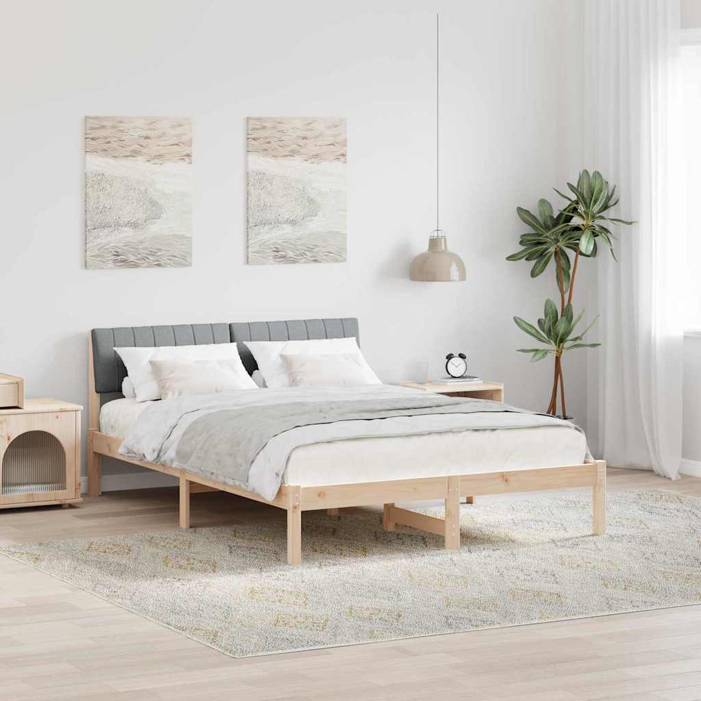 Sengestel Brun og lys grå 135 x 190 cm Massivt fyrretræ