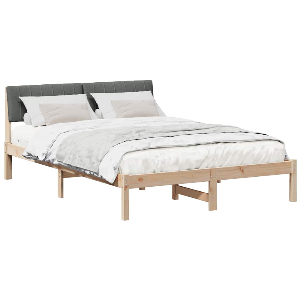 Sengestel brun og mørkegrå 135 x 190 cm Massivt fyrretræ