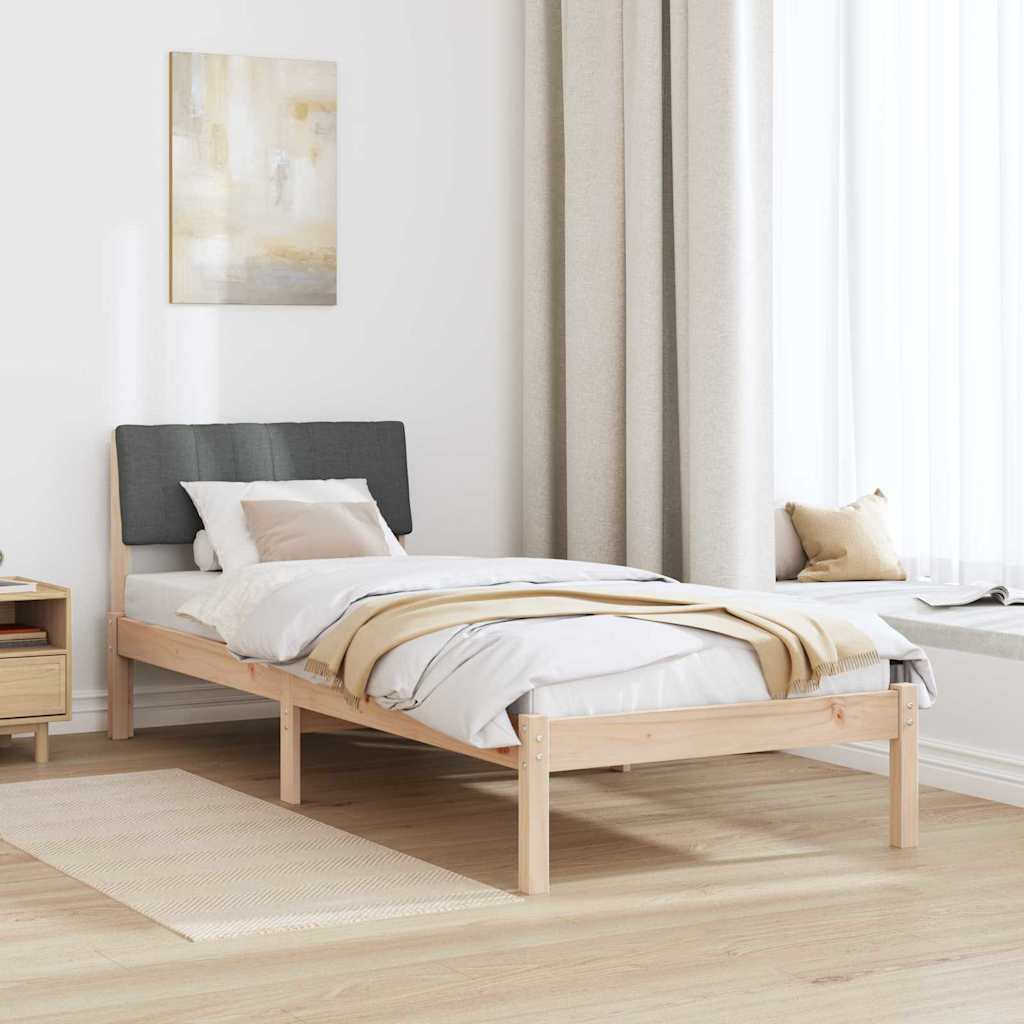 Sengestel brun og mørkegrå 75 x 190 cm Massivt fyrretræ