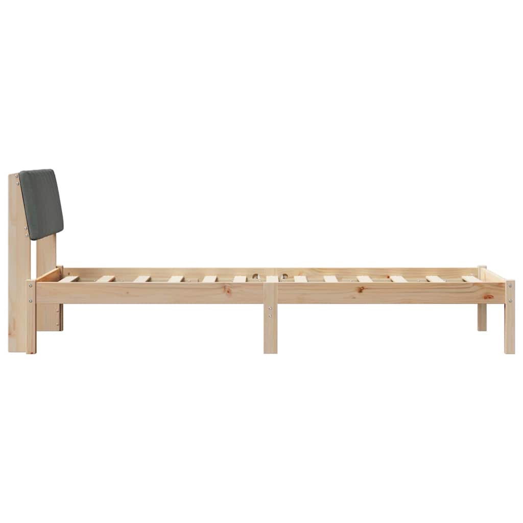 Sengestel brun og mørkegrå 75 x 190 cm Massivt fyrretræ