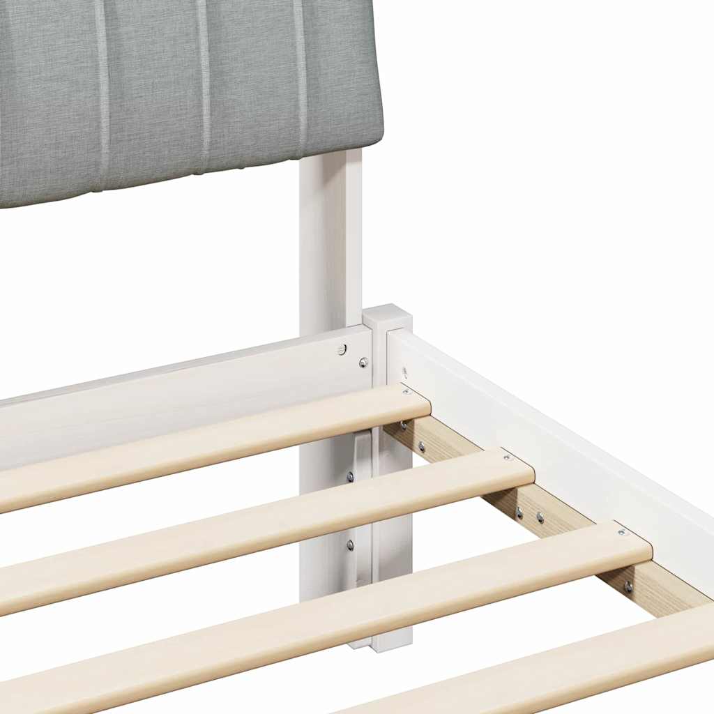 Sengestel Hvid og lys grå 75 x 190 cm Massivt fyrretræ