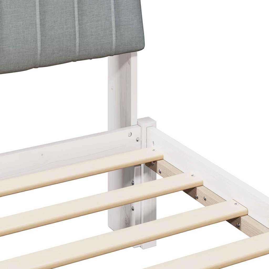 Sengestel med hovedgærde Hvid 135 x 190 cm Massiv fyrretræ