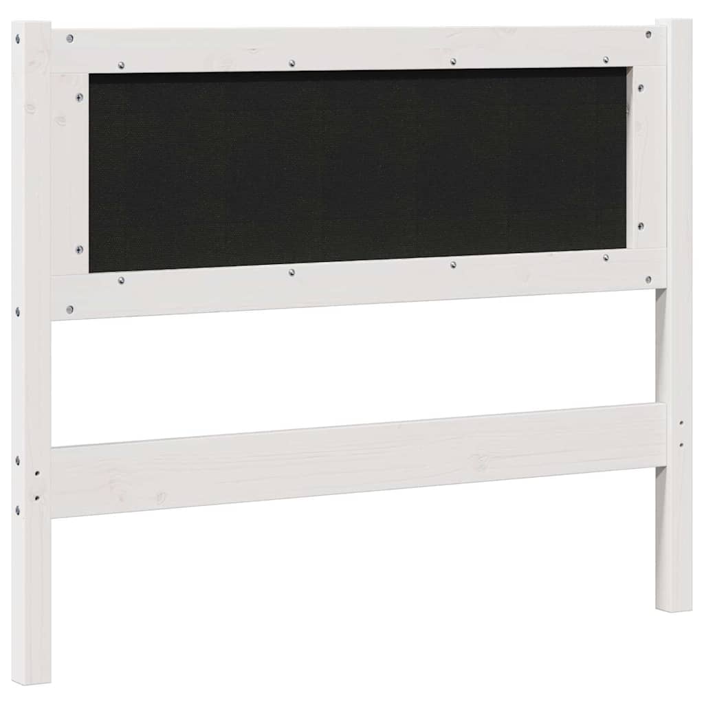 Polstret sengegavl med hovedgærde Hvid 100 cm Massiv fyrretræ
