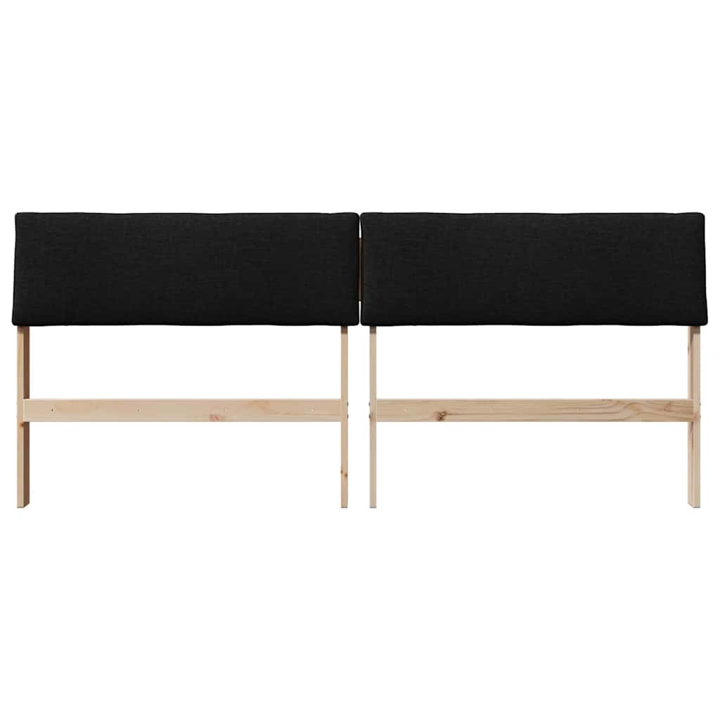 Polstret sengegavl Sort 180 cm Massiv fyrretræ