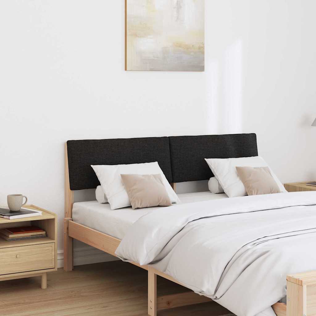 Polstret sengegavl Sort 150 cm Massiv fyrretræ