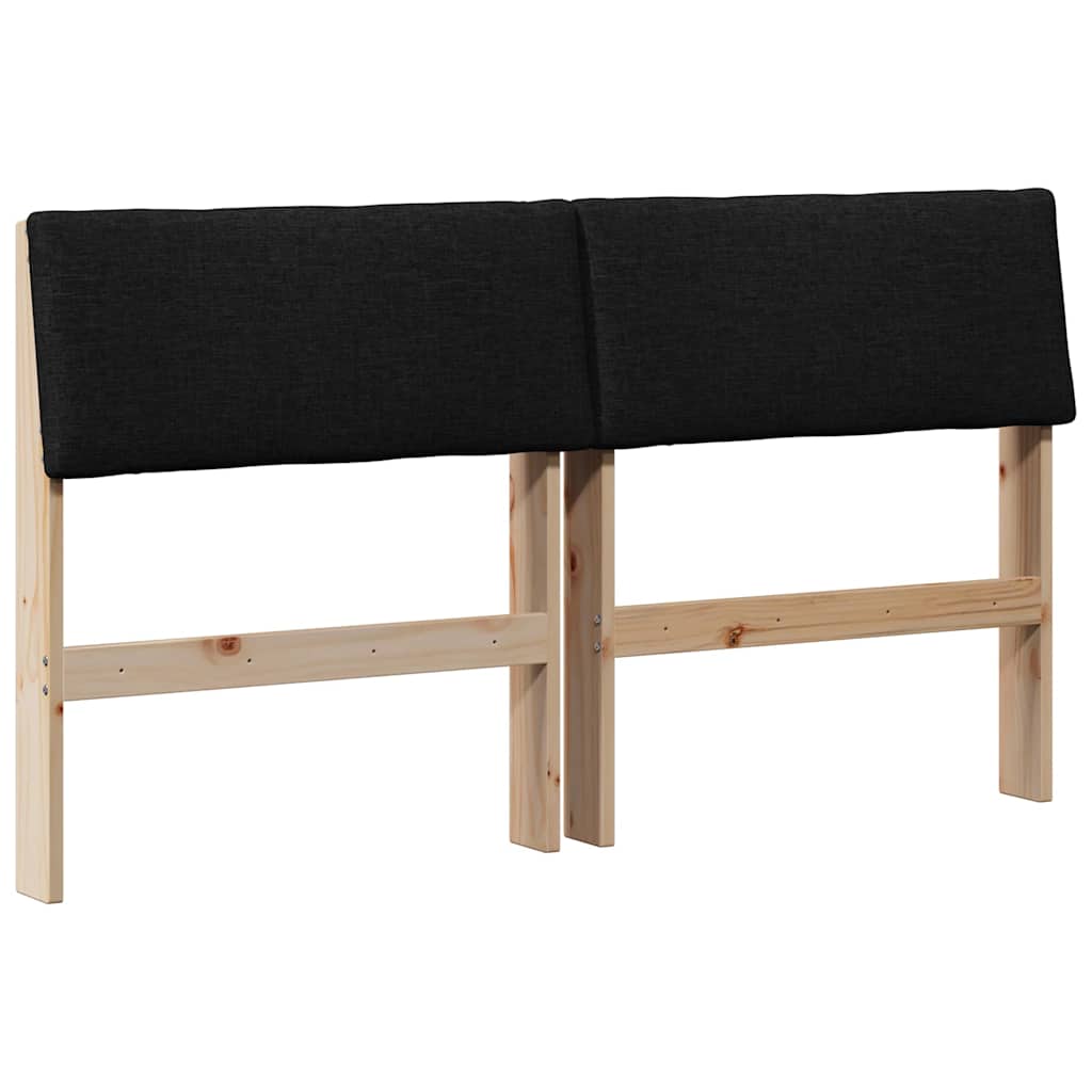 Polstret sengegavl Sort 150 cm Massiv fyrretræ