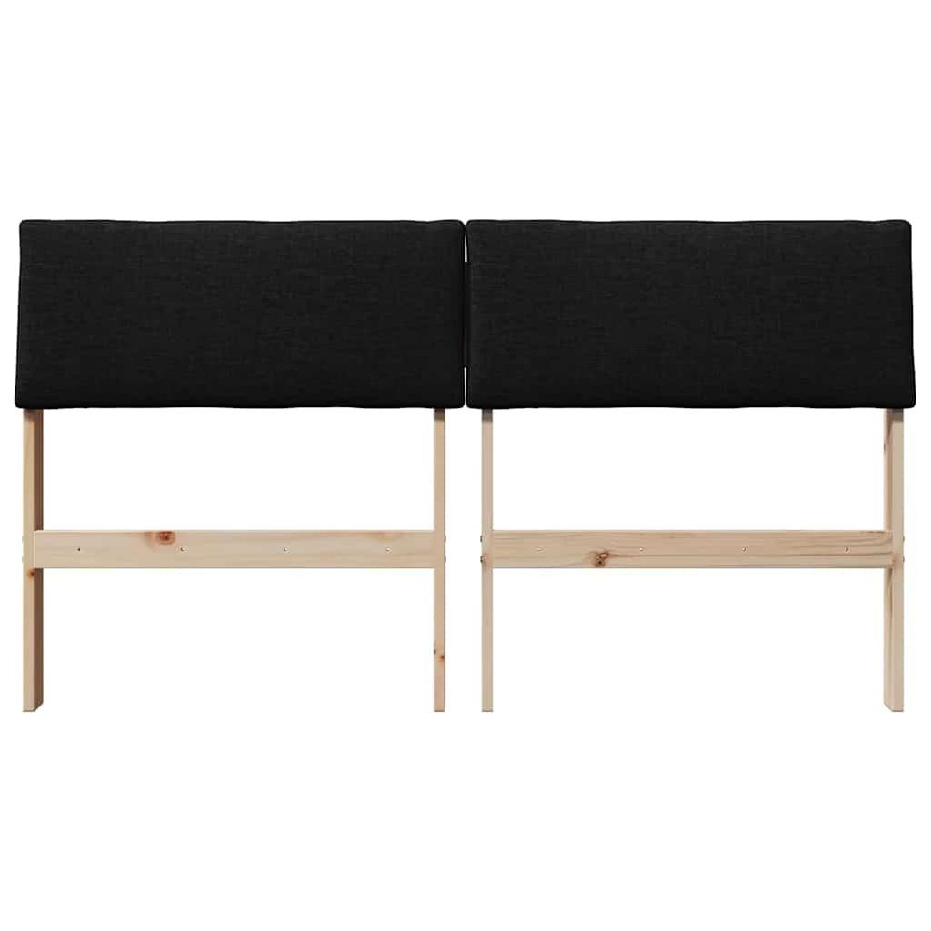 Polstret sengegavl Sort 150 cm Massiv fyrretræ