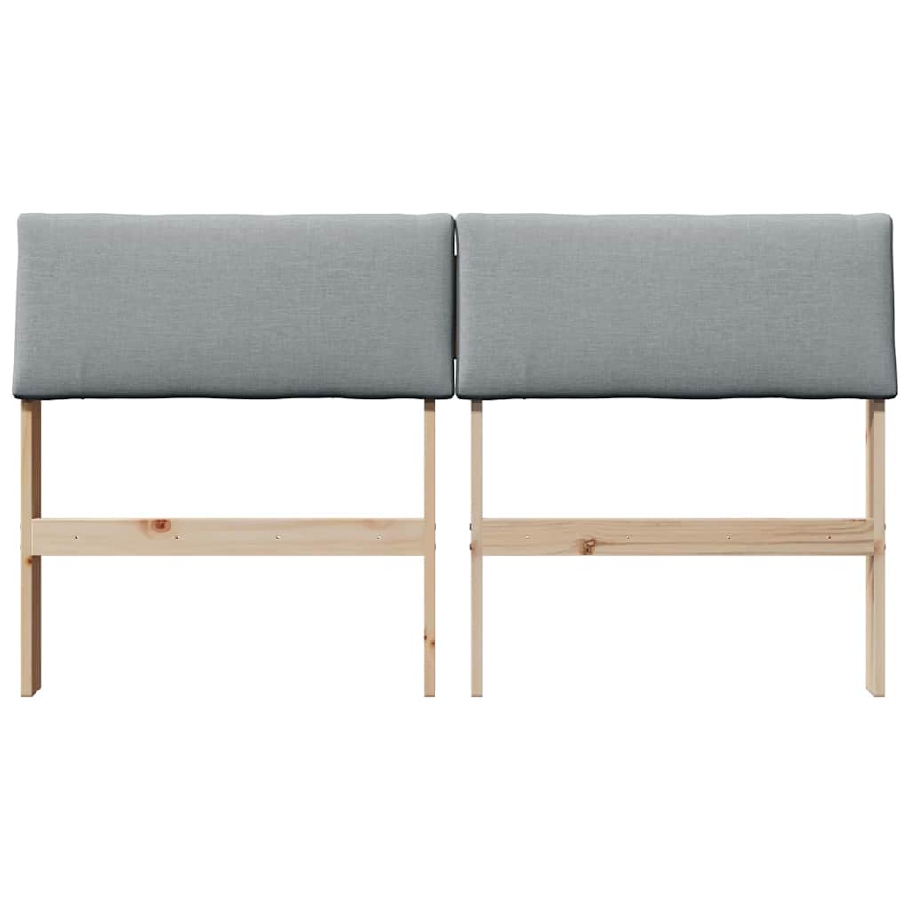 Polstret sengegavl Lysegrå 140 cm Massiv fyrretræ