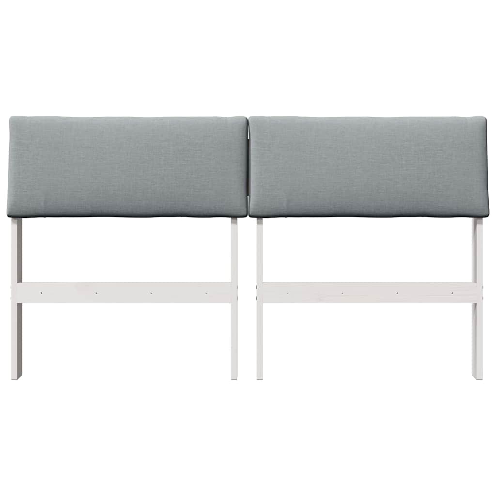 Polstret sengegavl Lysegrå 140 cm Massiv fyrretræ