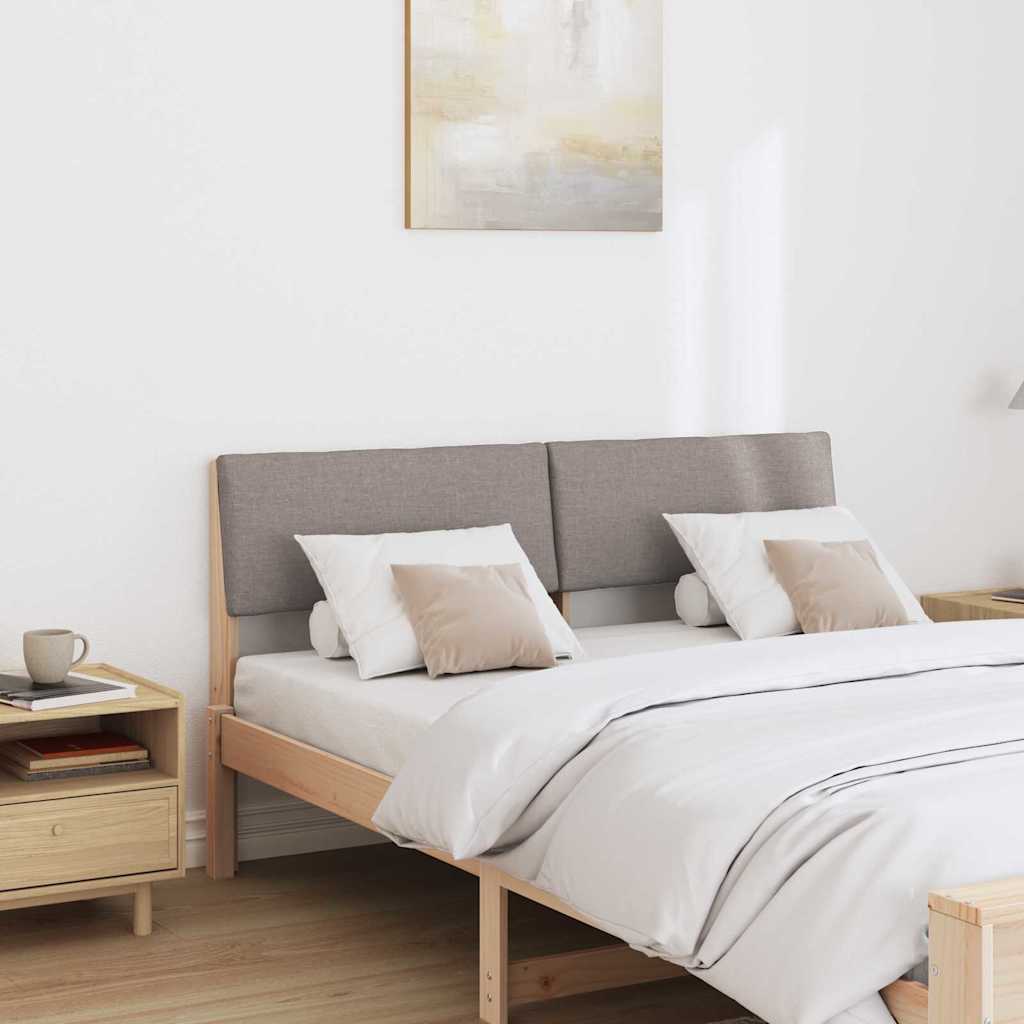 Polstret sengegavl Gråbrun 135 cm Massiv fyrretræ