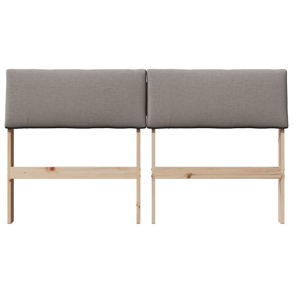 Polstret sengegavl Gråbrun 135 cm Massiv fyrretræ
