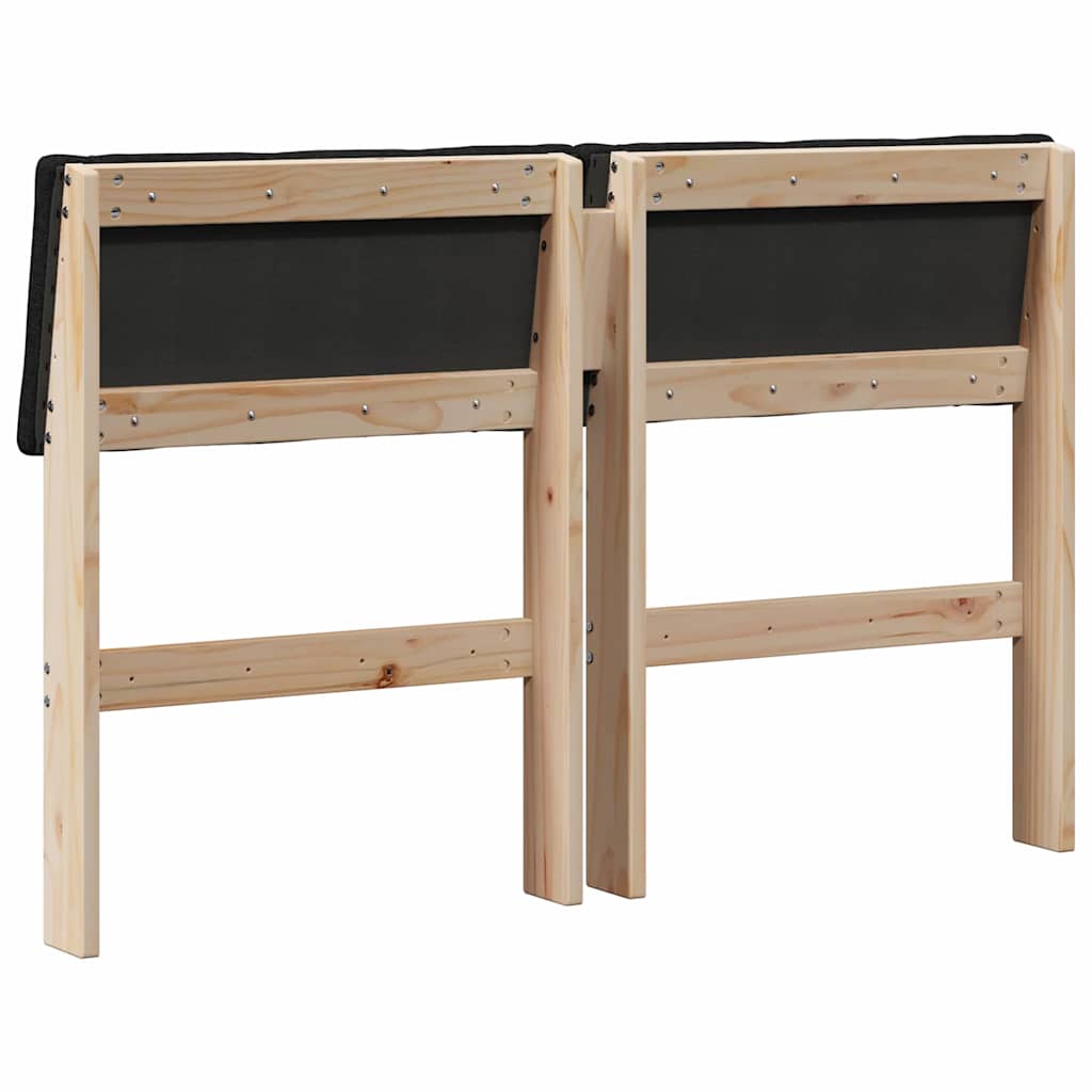 Polstret sengegavl Sort 120 cm Massiv fyrretræ