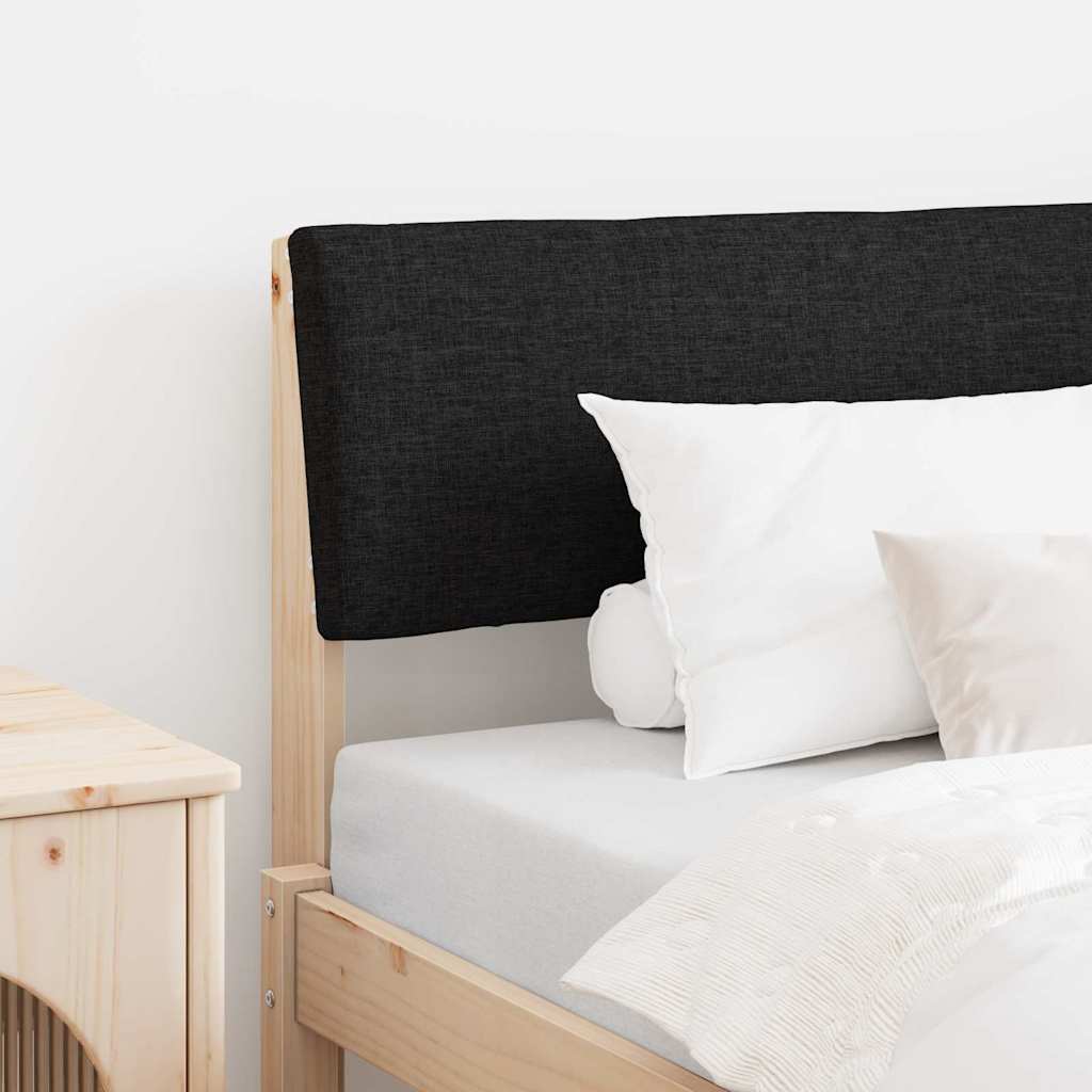 Polstret sengegavl Sort 90 cm Massiv fyrretræ