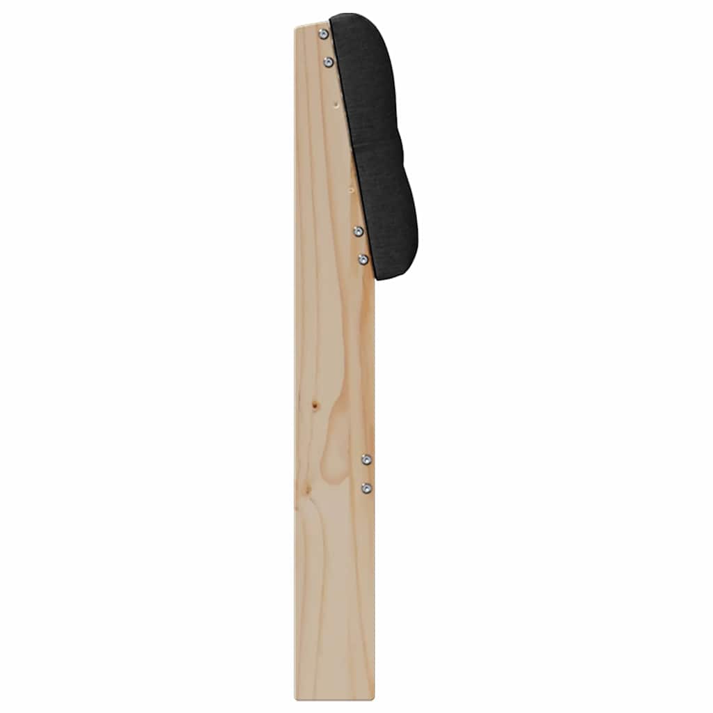 Polstret sengegavl Sort 180 cm Massiv fyrretræ