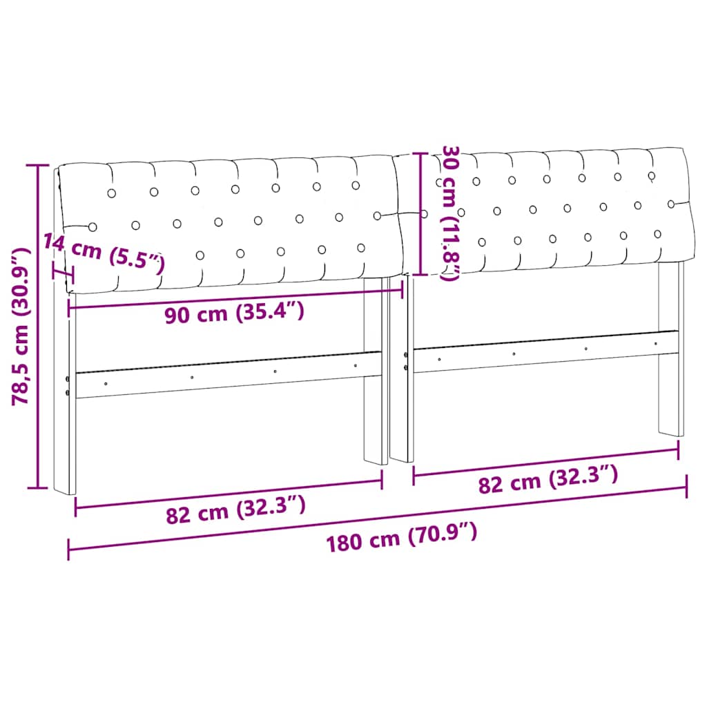 Polstret sengegavl Gråbrun 180 cm Massiv fyrretræ