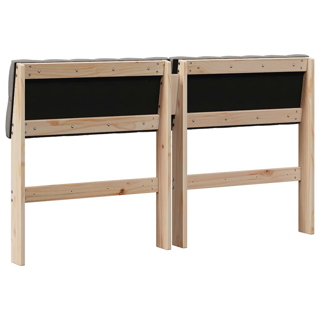 Polstret sengegavl Gråbrun 150 cm Massiv fyrretræ