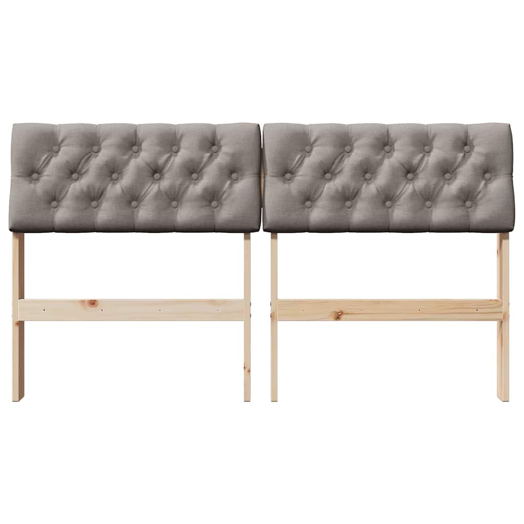 Polstret sengegavl Gråbrun 150 cm Massiv fyrretræ