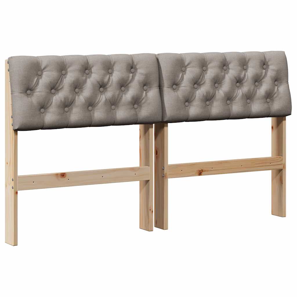 Polstret sengegavl Gråbrun 140 cm Massiv fyrretræ