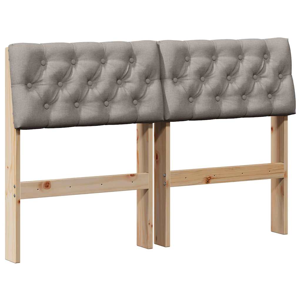 Polstret sengegavl Gråbrun 120 cm Massiv fyrretræ