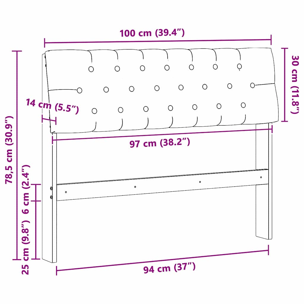 Polstret sengegavl Mørkegrå 100 cm Massiv fyrretræ