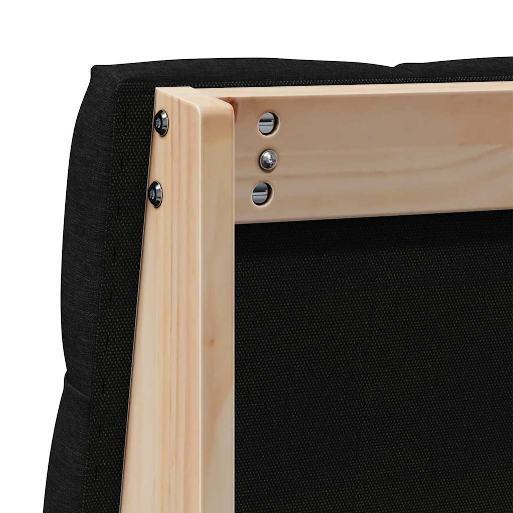 Polstret sengegavl Sort 75 cm Massiv fyrretræ