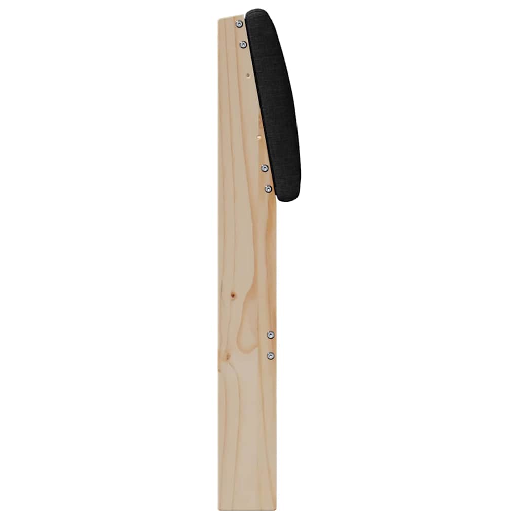 Polstret sengegavl Sort 135 cm Massiv fyrretræ