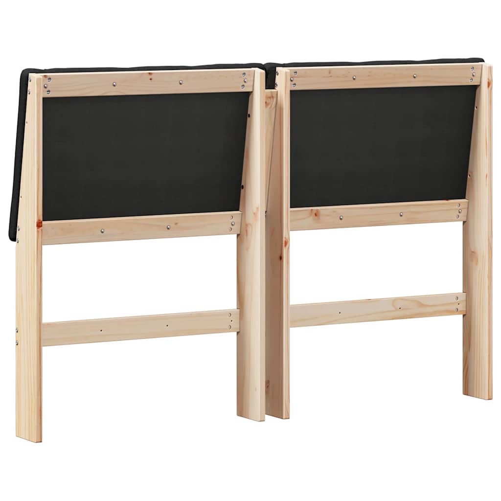 Polstret sengegavl Sort 160 cm Massiv fyrretræ