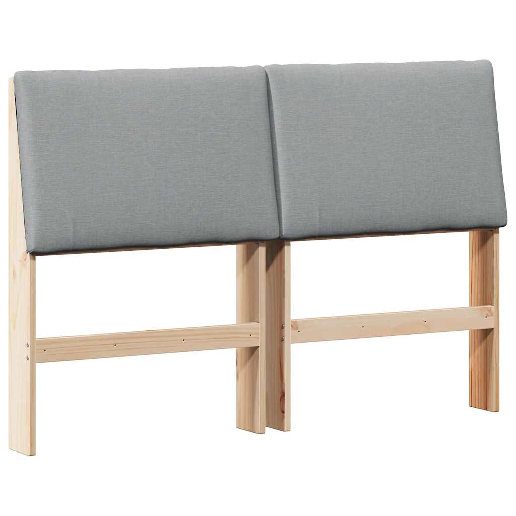 Polstret sengegavl Lysegrå 150 cm Massiv fyrretræ