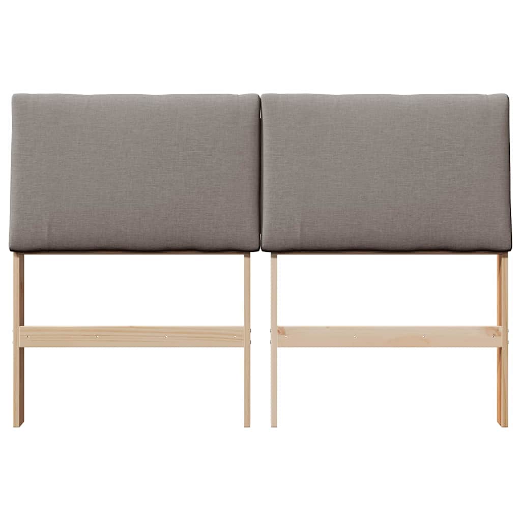 Polstret sengegavl Gråbrun 150 cm Massiv fyrretræ