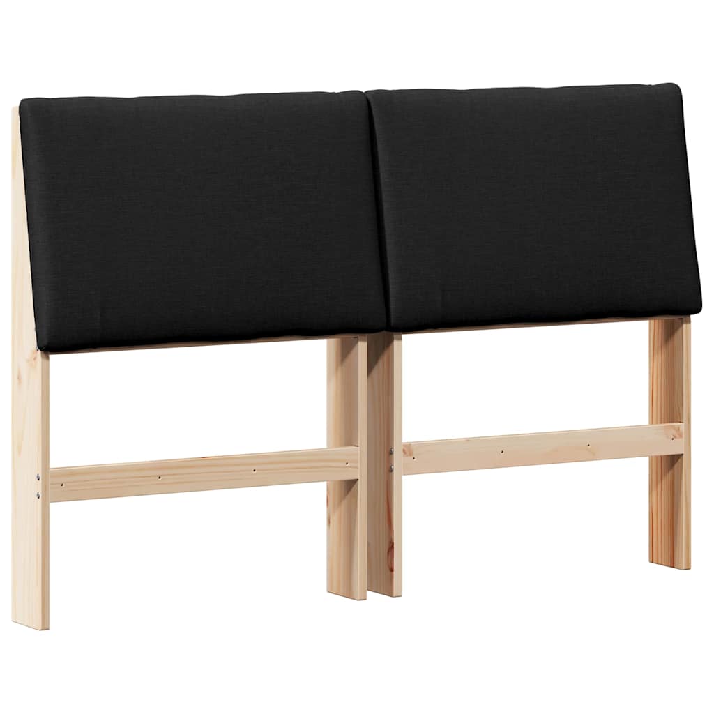 Polstret sengegavl Sort 140 cm Massiv fyrretræ