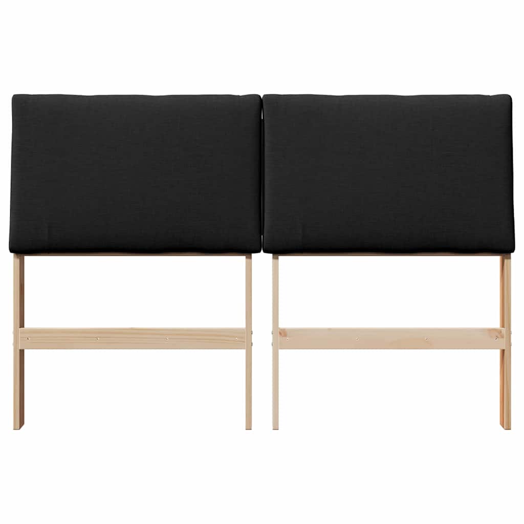 Polstret sengegavl Sort 140 cm Massiv fyrretræ