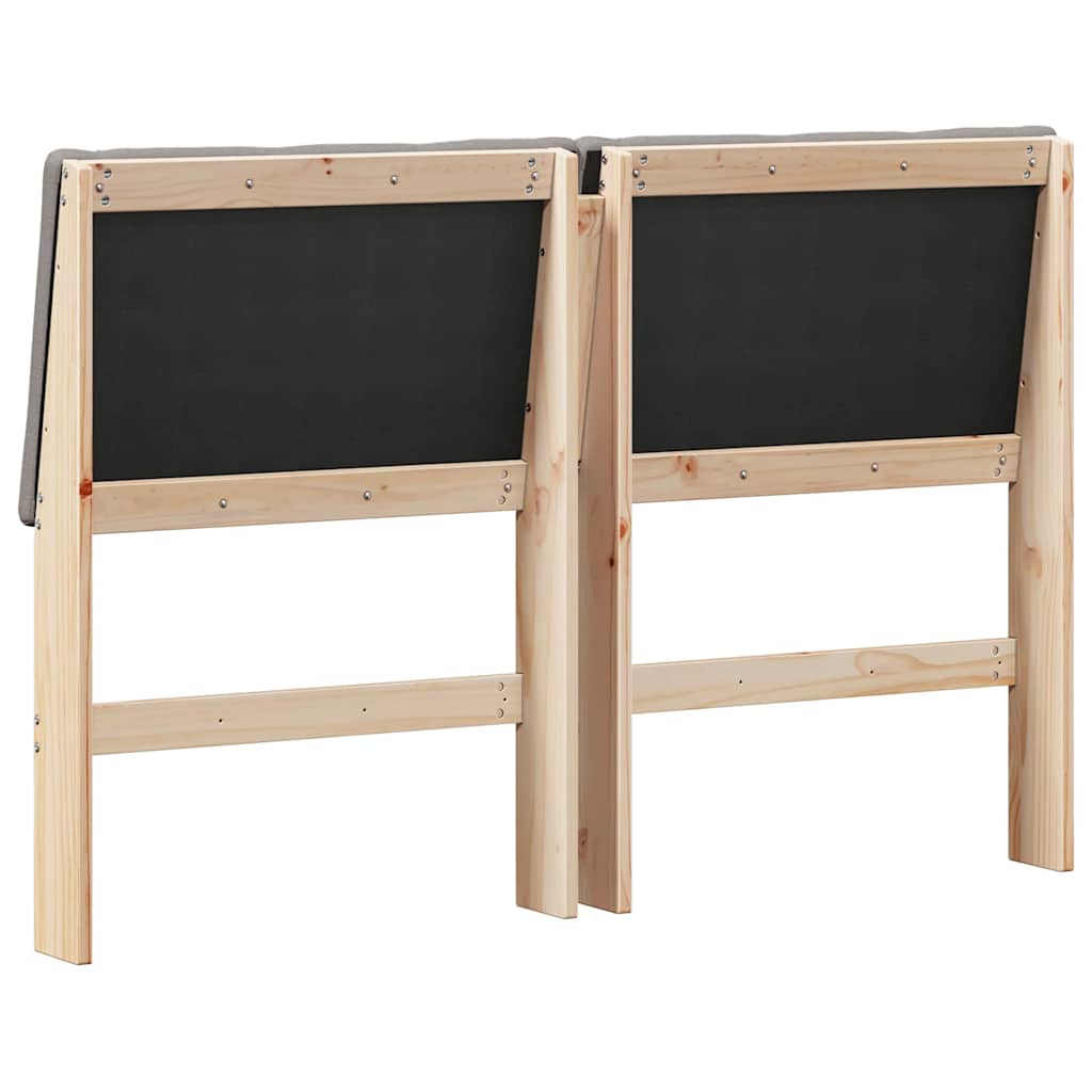 Polstret sengegavl Gråbrun 140 cm Massiv fyrretræ